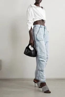 Solid Color On-trend Ribbons Decor Jeans