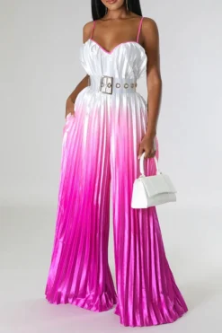 Gradient Striking Wide Leg Pleated Jumpsuit -Prettytina C23051268 RR 2
