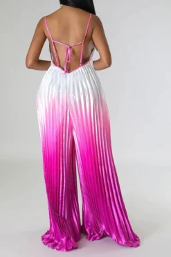 Gradient Striking Wide Leg Pleated Jumpsuit -Prettytina C23051268 RR 4