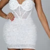 Rhinestone & Sequined Simple Mini Dress