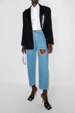 Blue Rhinestone Heart Decor Sweet Jeans -Prettytina C23053163 BL 3