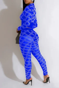 Rhinestone Patchwork On-trend See-Through Pant Suit 11 Rhinestone Patchwork On-trend See-Through Pant Suit -Prettytina C23053179 BL 2