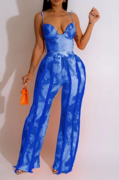 Tie Dye Rocking Tassel Pant Suit -Prettytina C23053188 BL 1