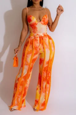 Tie Dye Rocking Tassel Pant Suit -Prettytina C23053188 OR 1