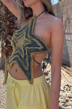 Gradient Whimsical Star Shape Denim Camisole -Prettytina C23060509 BL 4