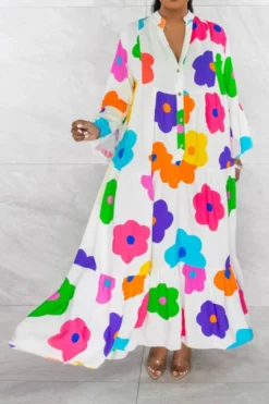 Floral Print Relaxed Tiered Midi Dress