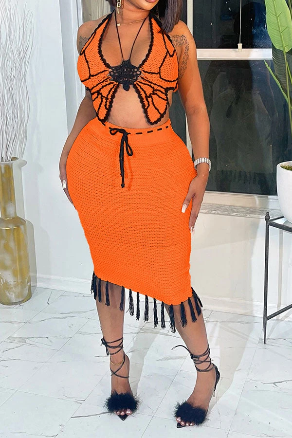 Crochet Butterfly Patchwork Pretty Tassel Dress Suit 11 Crochet Butterfly Patchwork Pretty Tassel Dress Suit - Image 11