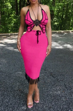 Crochet Butterfly Patchwork Pretty Tassel Dress Suit 35 Crochet Butterfly Patchwork Pretty Tassel Dress Suit -Prettytina C23060996 RR 2