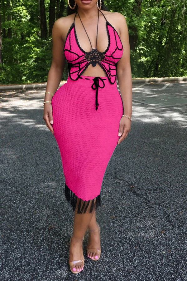 Crochet Butterfly Patchwork Pretty Tassel Dress Suit 17 Crochet Butterfly Patchwork Pretty Tassel Dress Suit - Image 17
