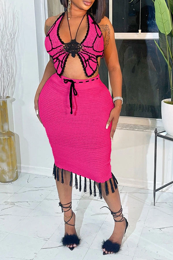 Crochet Butterfly Patchwork Pretty Tassel Dress Suit 18 Crochet Butterfly Patchwork Pretty Tassel Dress Suit - Image 18