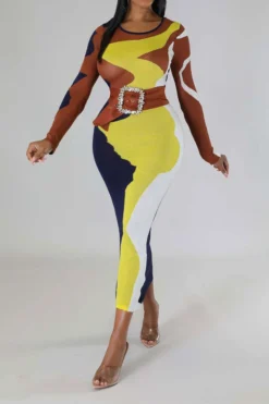 Abstract Print Flattering Bodycon Midi Dress -Prettytina C23061266 RT 4