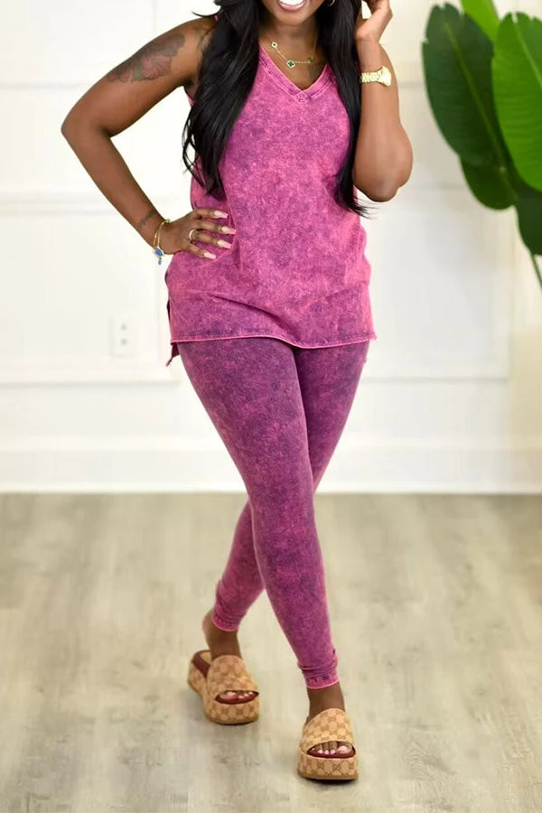 Denim Print Casual V Neck Pant Suit 6 Denim Print Casual V Neck Pant Suit - Image 6