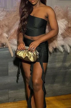 3D Flower Decor Rocking Ribbons Dress Suit -Prettytina C23061284 BK 4