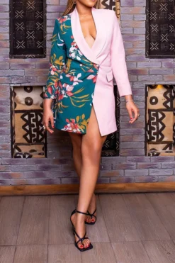 Floral Print Patchwork Elegant Mini Dress 13 Floral Print Patchwork Elegant Mini Dress -Prettytina C23061566 PI 2