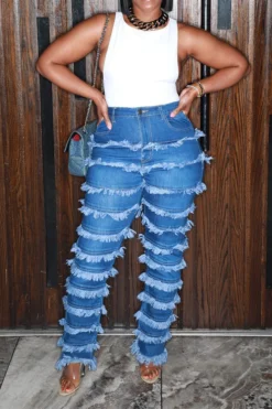 Solid Color Urban Burrs Patchwork Jeans