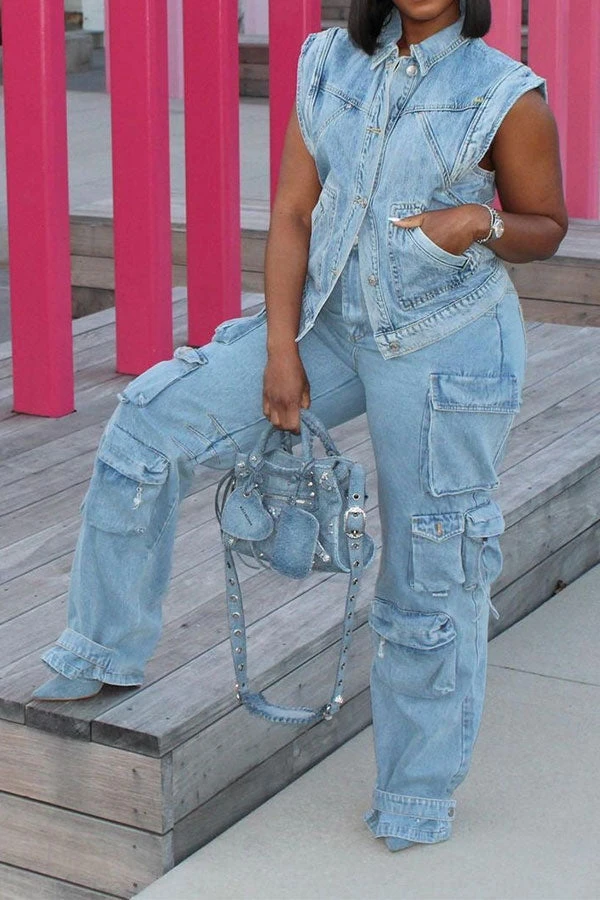 Patchwork Urban Button Thru Denim Gilet 4 Patchwork Urban Button Thru Denim Gilet - Image 4