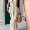 Hollow-Out Knitted Beachy Fishtail Beachwear