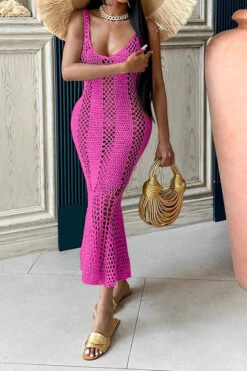 Hollow-Out Knitted Beachy Fishtail Beachwear -Prettytina C23062598 RR 4