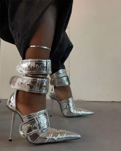 Buckled Design Striking Pointed Toe Heels 10 Buckled Design Striking Pointed Toe Heels -Prettytina C23062842 SI 3