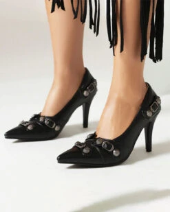 Rivet Design Punk Pointed Toe Heels