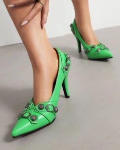 Rivet Design Punk Pointed Toe Heels -Prettytina C23062844 GR 2