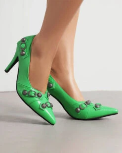 Rivet Design Punk Pointed Toe Heels -Prettytina C23062844 GR 3