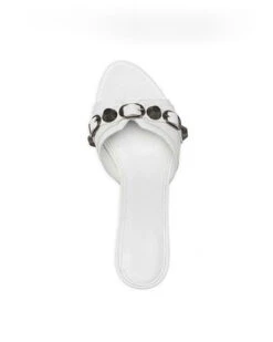 Metal Design Stylish Tapered Heel Sandals 12 Metal Design Stylish Tapered Heel Sandals -Prettytina C23062860 WH 2