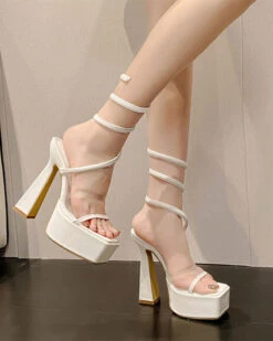 Solid Color Whimsical Ankle Warp Strap Sandals 7 Solid Color Whimsical Ankle Warp Strap Sandals -Prettytina C23062876 WH 4