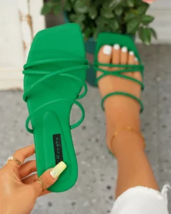 Multi-Strap Laid Back Flat Slippers 33 Multi-Strap Laid Back Flat Slippers -Prettytina C23062887 AG 1