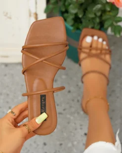 Multi-Strap Laid Back Flat Slippers 38 Multi-Strap Laid Back Flat Slippers -Prettytina C23062887 BR 1