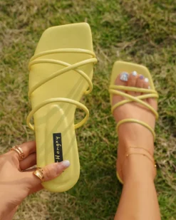 Multi-Strap Laid Back Flat Slippers 30 Multi-Strap Laid Back Flat Slippers -Prettytina C23062887 YE 1