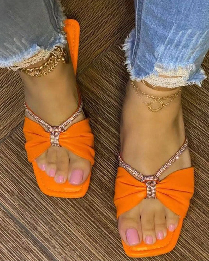 Bow Design Sweet Square Toe Slippers 2 Bow Design Sweet Square Toe Slippers - Image 2