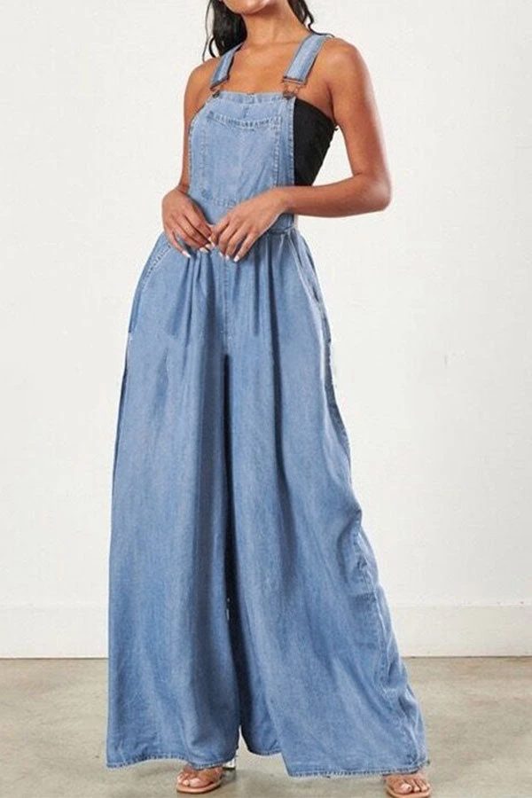 Solid Color Suspenders Relaxed Wide Leg Jumpsuit 3 Solid Color Suspenders Relaxed Wide Leg Jumpsuit - Image 3