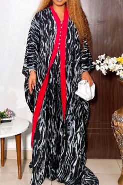 Leaf Print Undeniable Flowy Pant Suit (Three Pieces) -Prettytina C23070692 R4 2