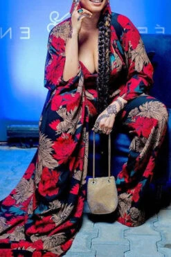 Leaf Print Undeniable Flowy Pant Suit (Three Pieces) -Prettytina C23070692 R5 1