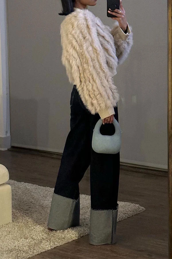 Patchwork Feminine Fold Over Jeans 3 Patchwork Feminine Fold Over Jeans - Image 3