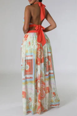 Tribal Print Hot Cutout High Split Maxi Dress -Prettytina C23071452 OR 2