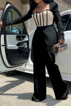 Patchwork Undeniable Layered Jumpsuit 10 Patchwork Undeniable Layered Jumpsuit -Prettytina C23071459 BK 1