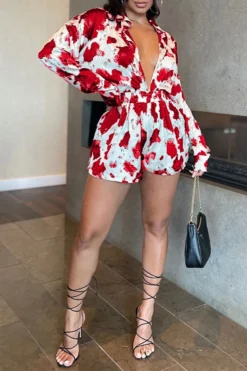 Abstract Print Shirt Collar Urban Pant Suit -Prettytina C23071478 RE 1