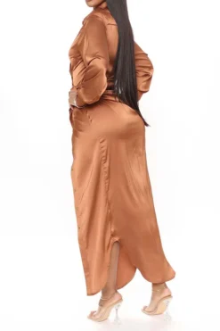 Solid Color Hot Lace-Up High Split Maxi Dress 11 Solid Color Hot Lace-Up High Split Maxi Dress -Prettytina C23072170 CH 2