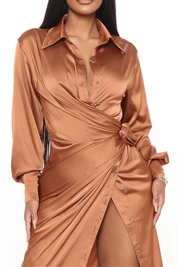 Solid Color Hot Lace-Up High Split Maxi Dress 7 Solid Color Hot Lace-Up High Split Maxi Dress - Image 7