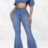 Solid Color Sweet Denim Camisole & Micro Flared Pants