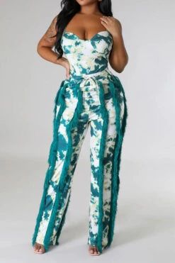 Tie Dye Pretty Tassel Patchwork Pant Suit 27 Tie Dye Pretty Tassel Patchwork Pant Suit -Prettytina C23072770 GR 1
