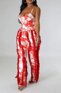 Tie Dye Pretty Tassel Patchwork Pant Suit 22 Tie Dye Pretty Tassel Patchwork Pant Suit -Prettytina C23072770 OR 3
