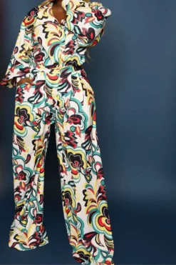 Tribal Floral Print Retro Wide Leg Jumpsuit -Prettytina C23080169 RT 3