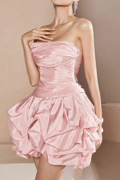 Solid Color Bandeau Romantic Bubble Mini Dress -Prettytina C23080177 PI 4
