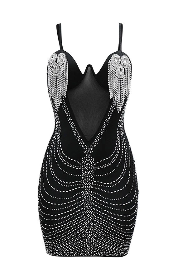 Rhinestone Tassel Hot Spaghetti Strap Mini Dress 3 Rhinestone Tassel Hot Spaghetti Strap Mini Dress - Image 3