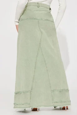 Color Block Patchwork Unique High Split Denim Skirt -Prettytina C23082822 GR 3