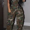 Camouflage Sporty Single Breasted Jumpsuit