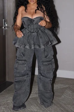 Cool Ruffle Bandeau Patch Pocket Top & Bottoms (Sold Separately) -Prettytina CP2307054 BK 4 298b1422 6105 44cf bf05 1dafd1fc1ac3